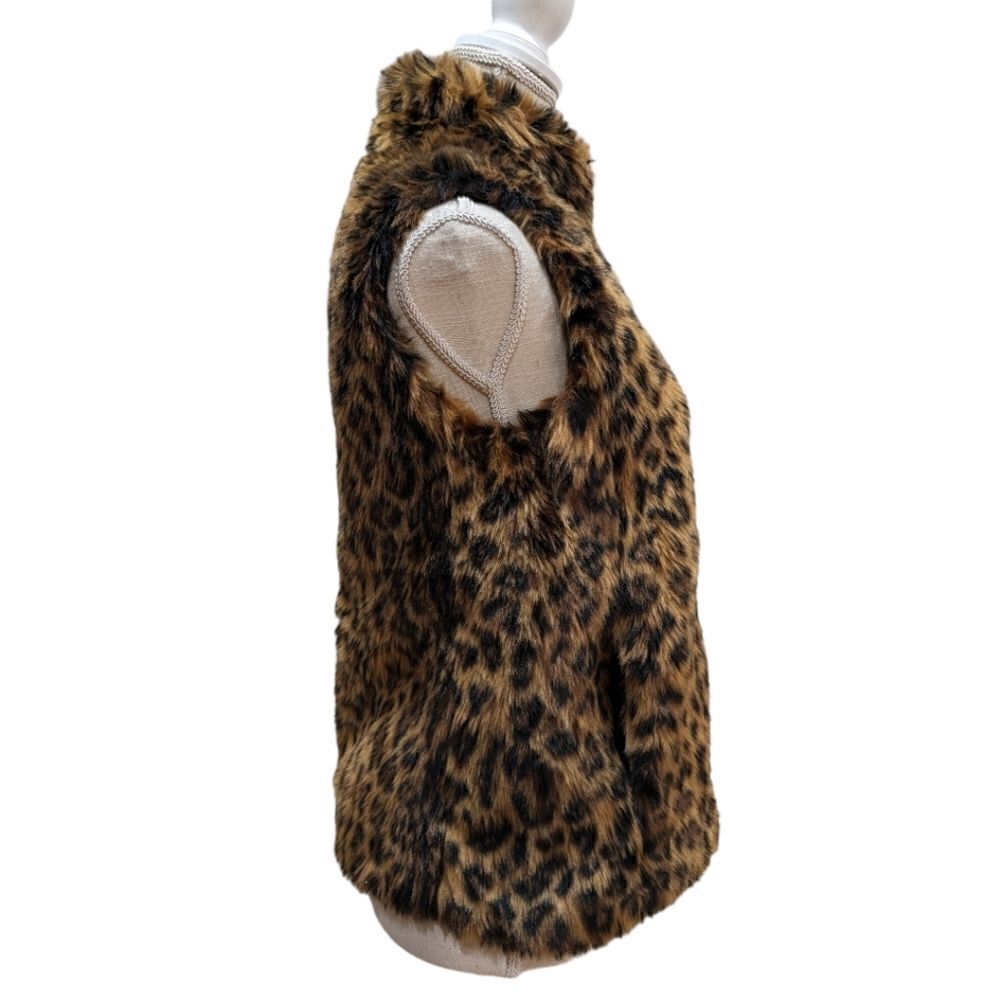J.Crew Women's Faux-Fur Leopard Vest Zip up Style G9519 Size XXS - Picture 3 of 10